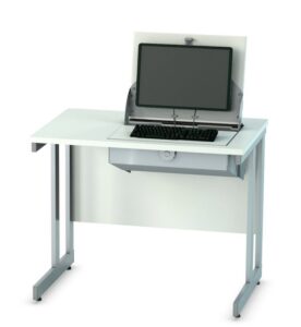 SmartTop Desk in white with lift up flap placed on the right or left hand side of desk SMRE96SIR or SMRE96SIL