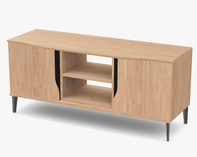 Solini Credenza low unit with two doors and central open back and front shelving SOLU.3