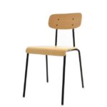 Solo Breakout Chair And Stool chair with black frame and oak plyform seat and back V1300