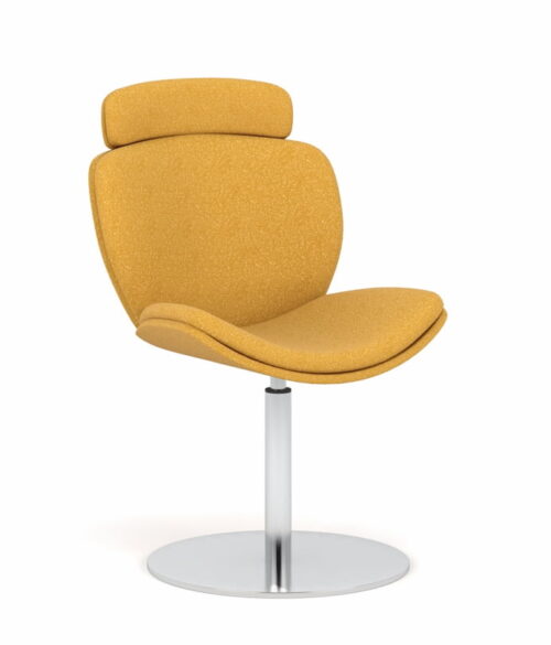 Spirit Lite Chair fully upholstered with headrest and a chrome swivel pedstal base