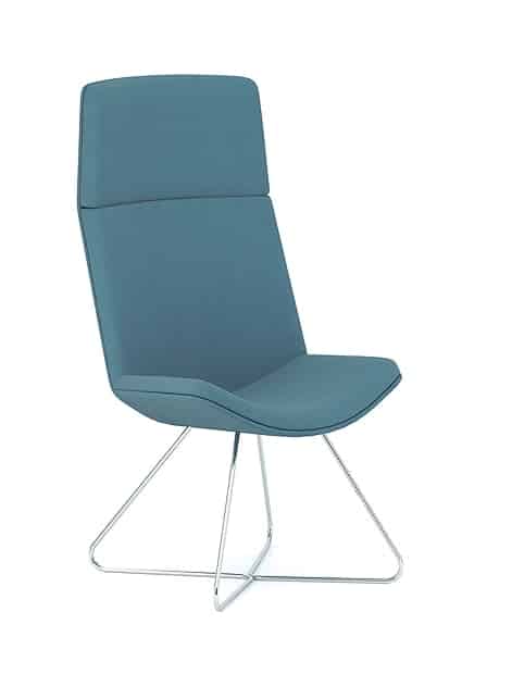 Spirit Lounge Chair upholstered high back chair with a silver wire base SL24P