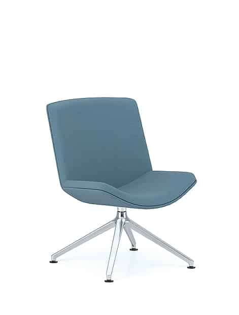 Spirit Lounge Chair upholstered mid back chair with a polished aluminium 4 star raised base on glides SL21C
