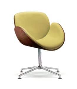 Spirit Show Wood Chair armchair with upholstered inner shell, walnut wood outer shell, polished aluminium 4 star swivel base and glides ST4C