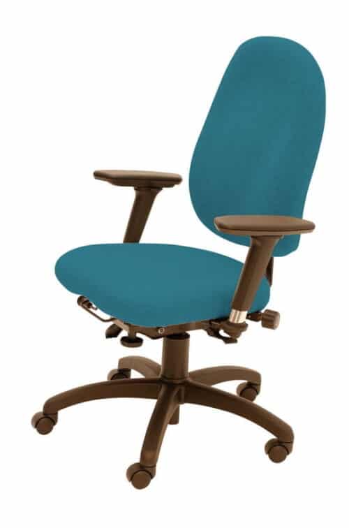 Spynamics SD10 Chair with A4X adjustable arms and a brown 5 star base on castors