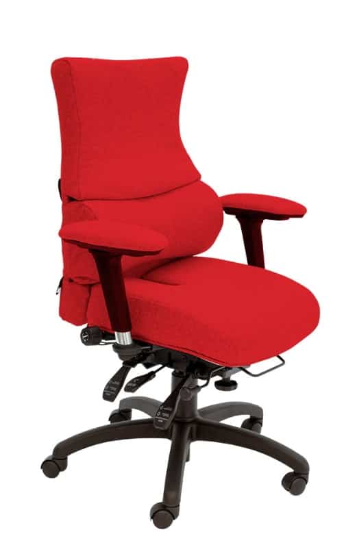 Spynamics SD2 Chair with black 5 star base and red upholstery