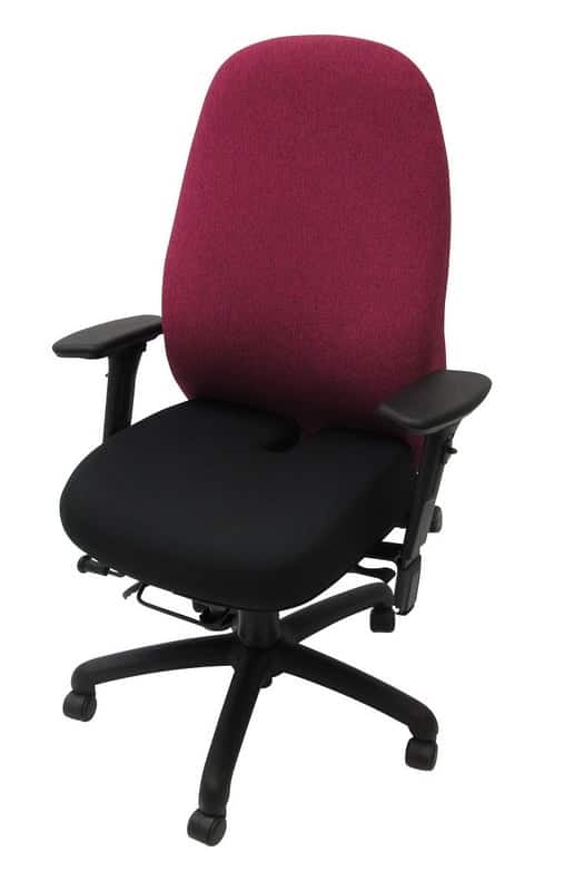 Spynamics SD6 Chair pelvic version with adjustable arms, two tone upholstery and black 5 star base on castors