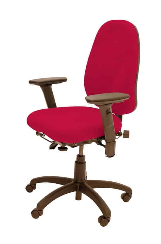Spynamics SD9 Chair with FA6 adjustable arms and brown 5 star base on castors