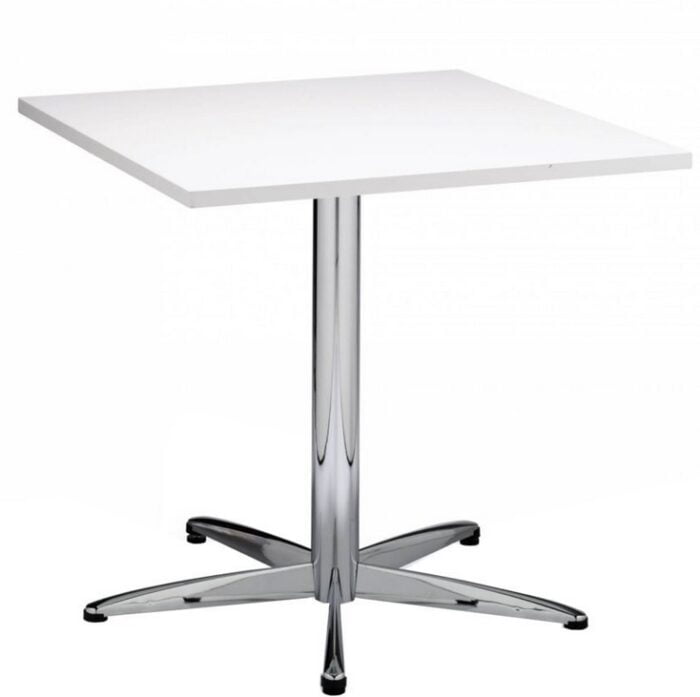 Star Table STABT bistro table shown with chrome base and white MFC top