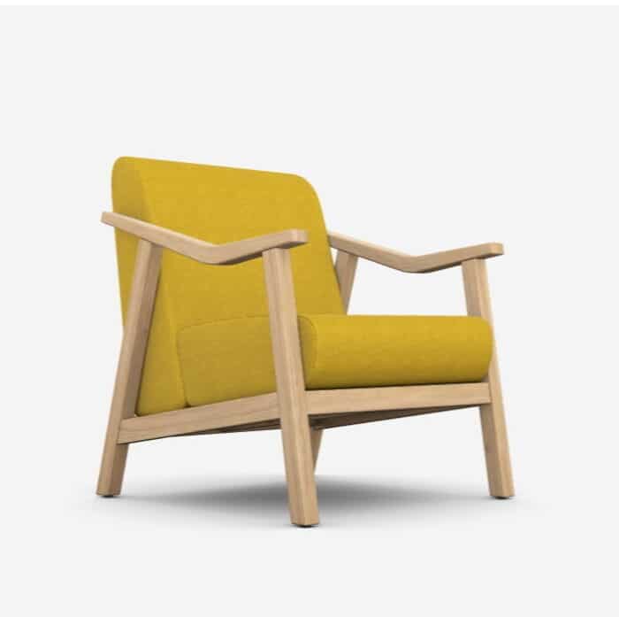Strut Soft Seating chair with natural oak frame and ochre upholstery