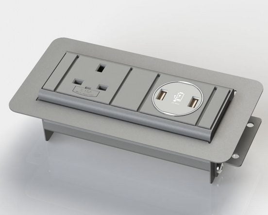 Surface Power Module greyunit with UK power and twin 5A USB charging