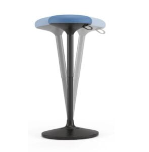Sway Pivoting Stool with blue seat and black base showing pivot action
