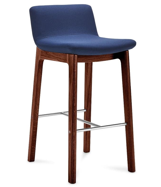 Swoosh Breakout Seating stool with low back and wenge stained wooden 4 leg frame
