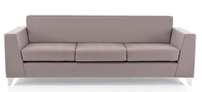 Synergy Solo Soft Seating SYNERGY THREE three seat sofa shown in single tone upholstery and chrome feet