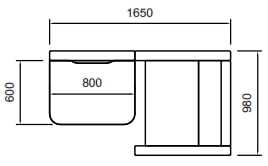 Take Up Booth single user left hand booth dimensions