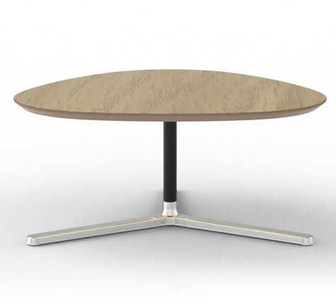 Talon Tables 440mm high with a large soft triangle top, black powder coat column, polished aluminium base TAL21LST