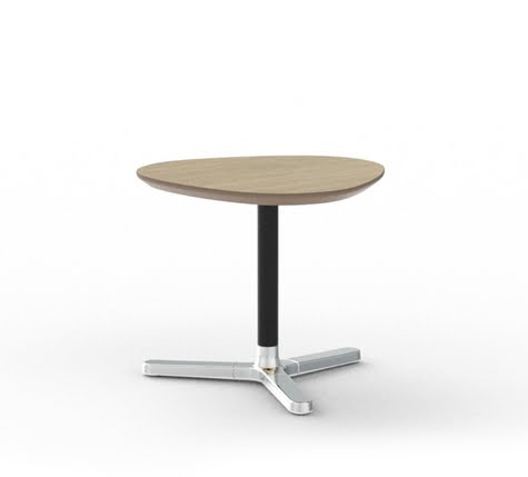 Talon Tables 440mm high with a small soft triangle top, black powder coat column, polished aluminium base TAL21SST