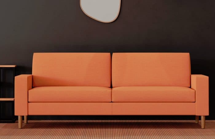 Target Seating - three seater sofa with burnt orange upholstery