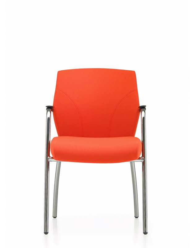 Tas Visitor Chair TS22B with self arms, double curvature back and black four leg frame