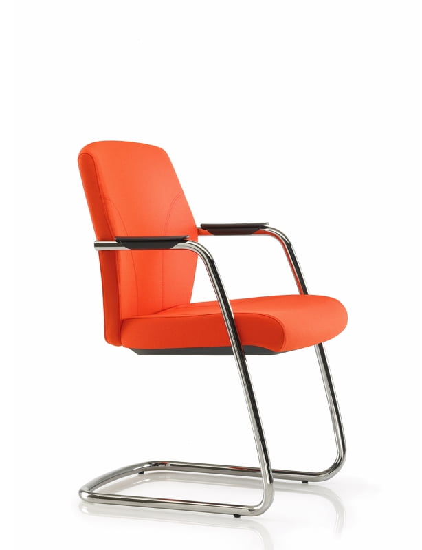 Tas Visitor Chair TS23B with self arms, double curvature back and black cantilever frame