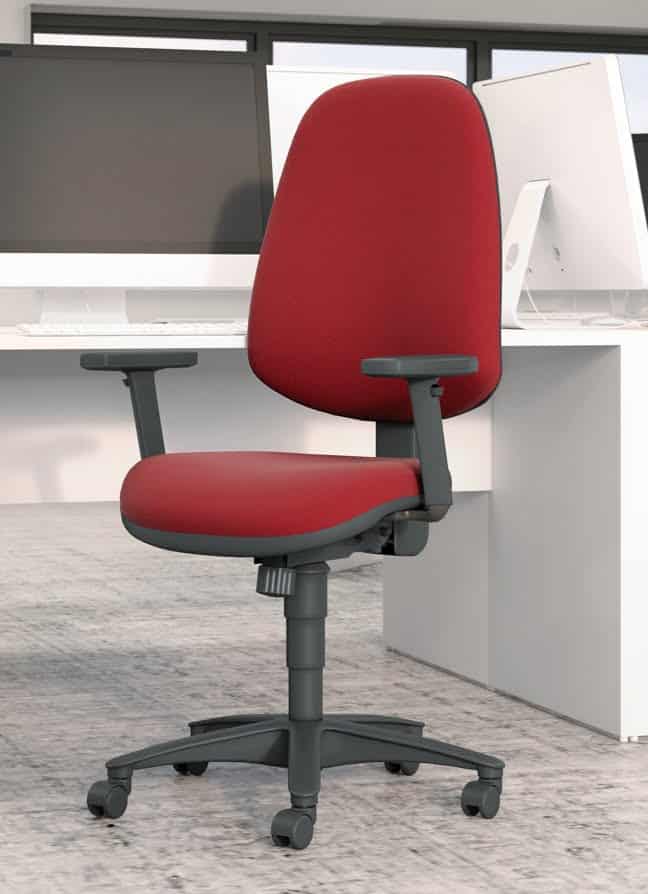 Topaz Task Chair with adjustable arms and black base on castors