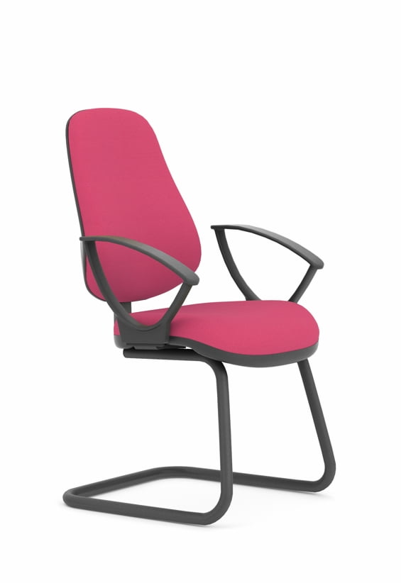 Topaz Visitor Chair with fixed D arms and shown with a black cantilever frame