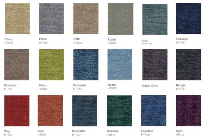 Track Fabric Swatch Card in 18 colours