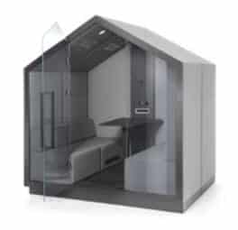 Treehouse Meeting Booth TH 4 G1 upholstered exterior and glass front 4 person booth