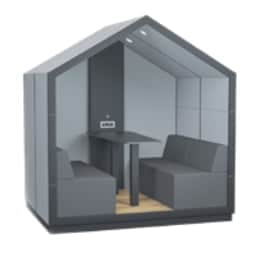 Treehouse Meeting Booth TH 4 upholstered exterior and open front 4 person booth