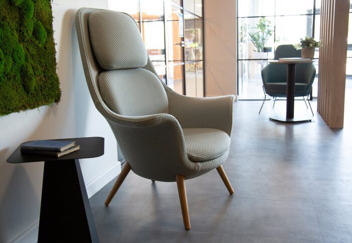 Trost Chair high chair shown in a reception area