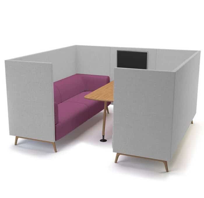 Tryst Booths STK9 high back 6 seat booth wtih integrated work surface