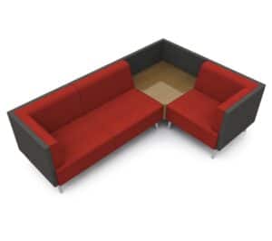 Tryst Soft Seating low back asymmetrical L shape sofa with corner table STK35
