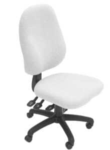 Uni57 Task Chair shown with no arms and white upholstery