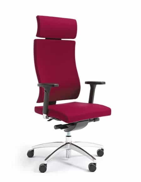 Vibe Plastic Back Chair high back with black adjustable arms and polised 5 star base on castors VIB 6 DAA