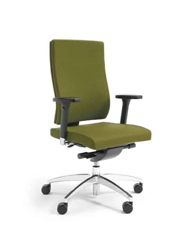 Vibe Upholstered Back Chair medium back task chair with black adjustable arms and polished 5 star base on castors VIB 7 DAA
