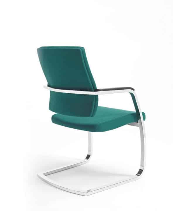 Vibe Upholstered Back Chair rear view of medium back visitor chair with arms and chrome finish cantilever frame VIB 1