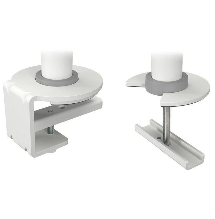 Viewgo Dual Monitor Arm - desk clamp and through desk mount in white
