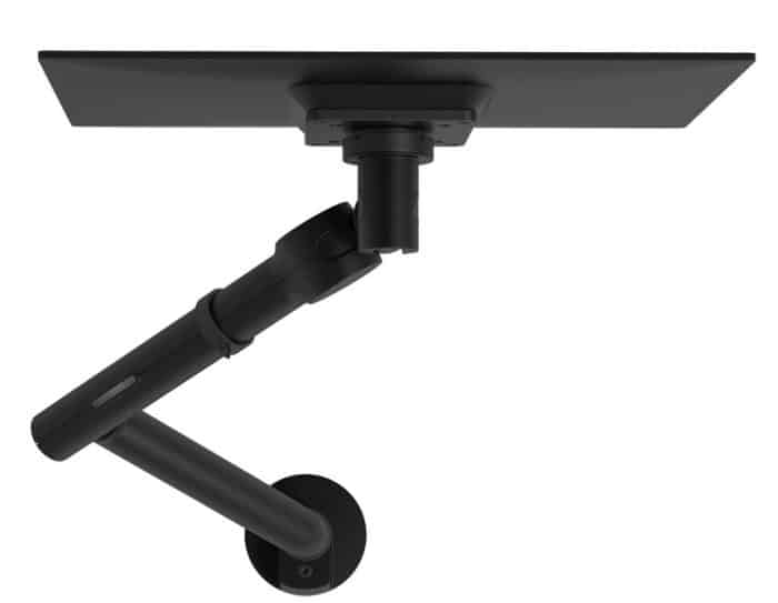 Viewgo Pro Monitor Arm 48.623, aerial view of arm in black with an attached monitor