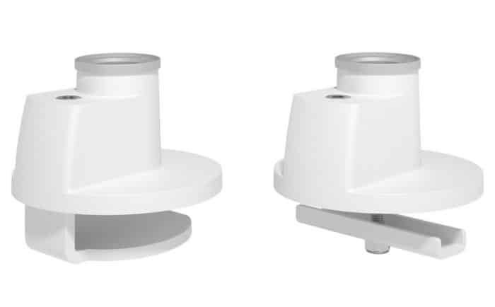 Viewgo Pro Monitor Arm desk clamps in white