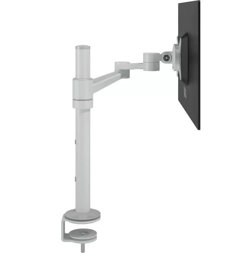 Viewlite Monitor Arm desk 120 - side view of white arm shown with through desk mount 58.120