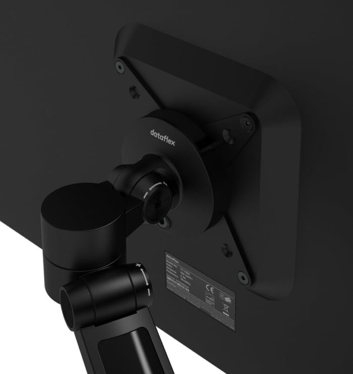 Viewlite Plus Monitor Arm close up of vesa mount on back of screen in black 58.623
