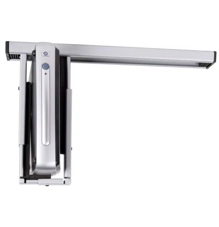 Viewmate Computer Holder in a horizontal positions and a mounted thin client in a vertical position 32.362