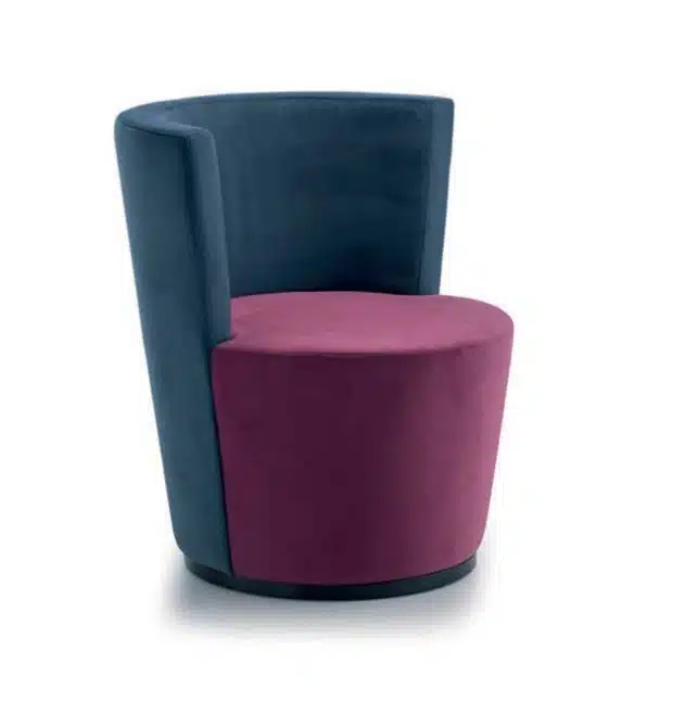 Viva Chair on a centre base shown with two-tone fabric VIV002