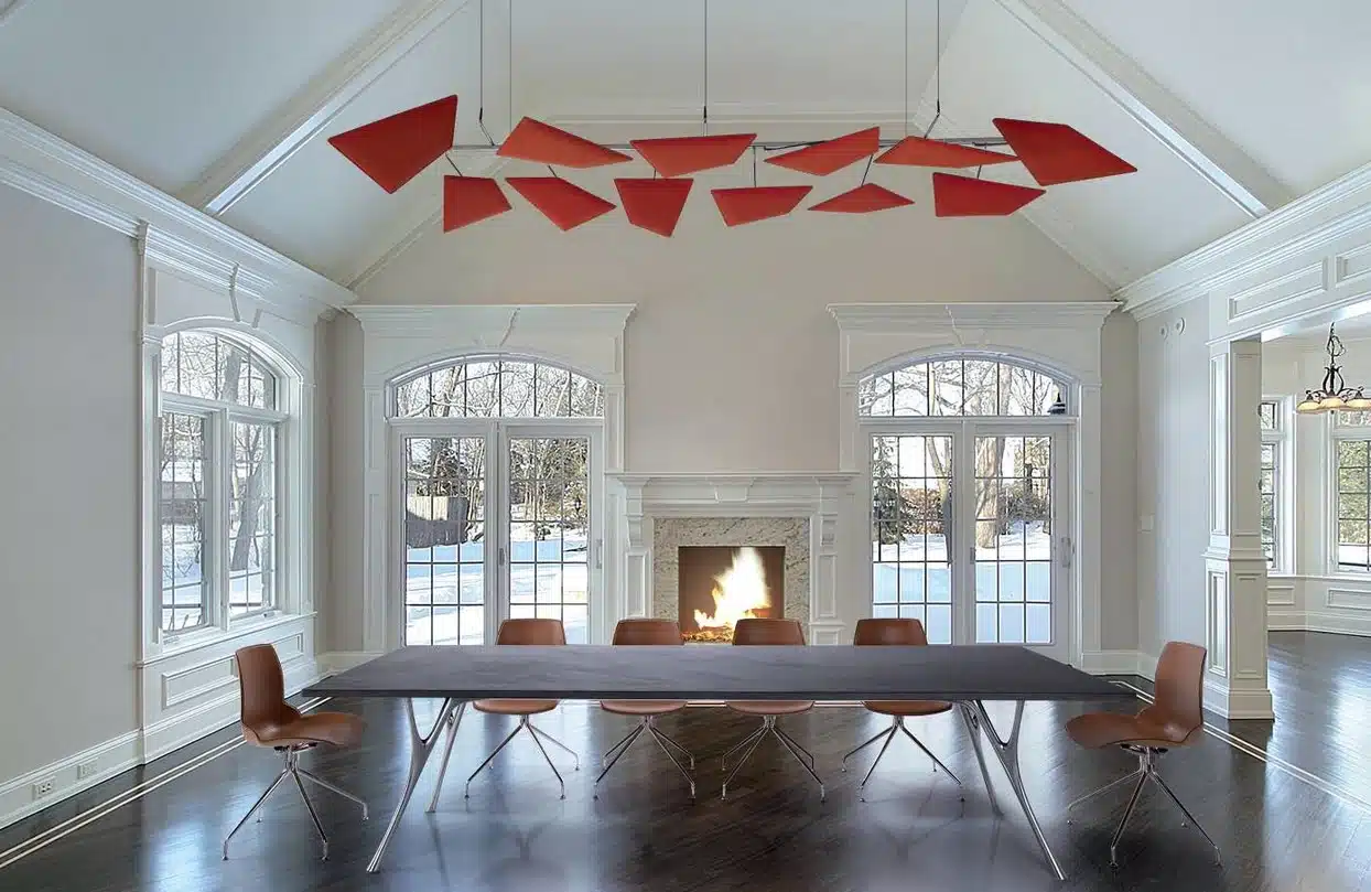 Volo Acoustic Panels ceiling mounted in a meetig space