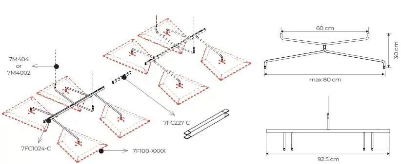 Volo Acoustic Panels modular ceiling frame for hanging four panels to the ceiling 7FC1024-C