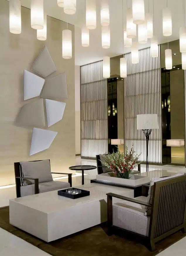 Volo Acoustic Panels mounted on a wall in a reception space