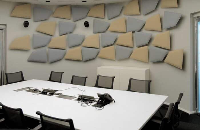 Volo Acoustic Panels shown mounted on a wall in a meeting room