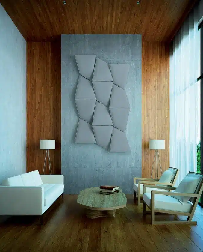 Volo Acoustic Panels shown mounted on a wall in a lounge area