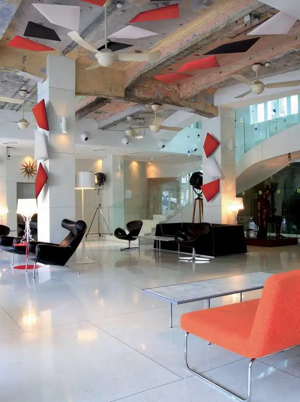 Volo Acoustic Panels shown wall and ceiling mounted in a breakout space
