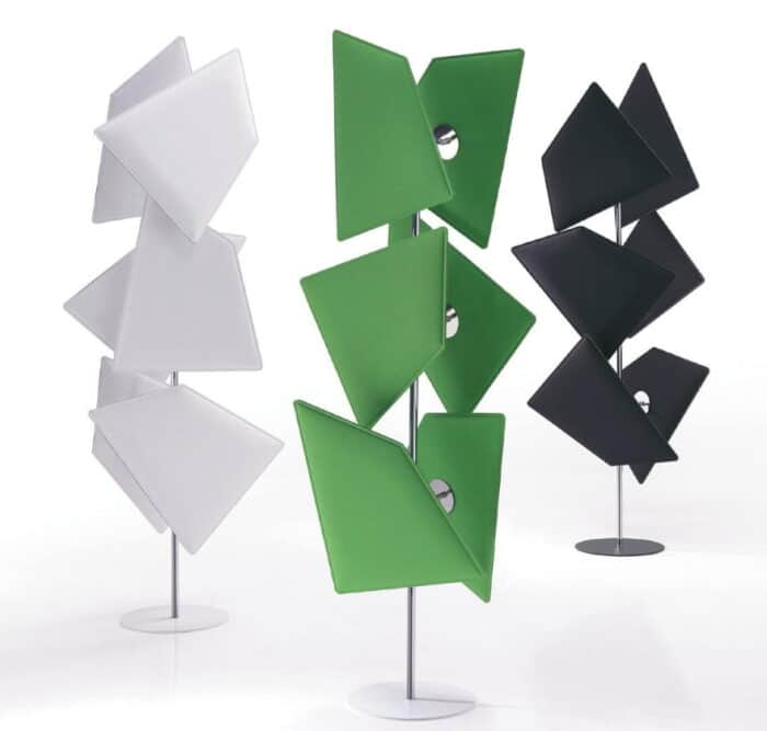 Volo Acoustic Panels - three Volo Totems in white, green and black upholstery