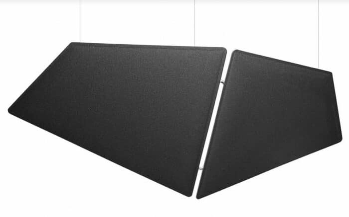 Volo Acoustic Panels two panels in black suspended from ceiling